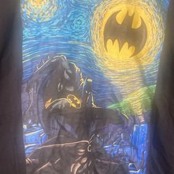 Vtg Batman Starry Night Graphic T-Shirt Black Short Sleeve Mens 2 XL