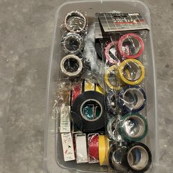 Electrical tapes-A container filled with multiple rolls of PVC electrical tapes-$39