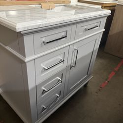 Sonoma 36 in. Single Sink Pebble Gray Bath Vanity with Carrara Marble Top (Assembled)