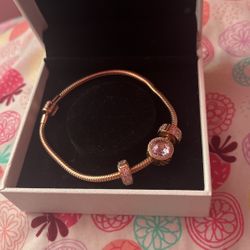 Rose Gold Pandora Bracelet w/ charms