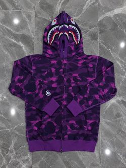Purple Double Hooded Bape Zip up Hoodie