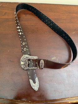 Western Cowgirl Belt with Ornate Silver-Tone Buckle – Size Large