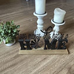 ‘Love Makes This House A Home” Shelf Decor Sign 