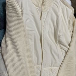 Winter White Zip Front Cardigan Quilted  On The Front Size 4x