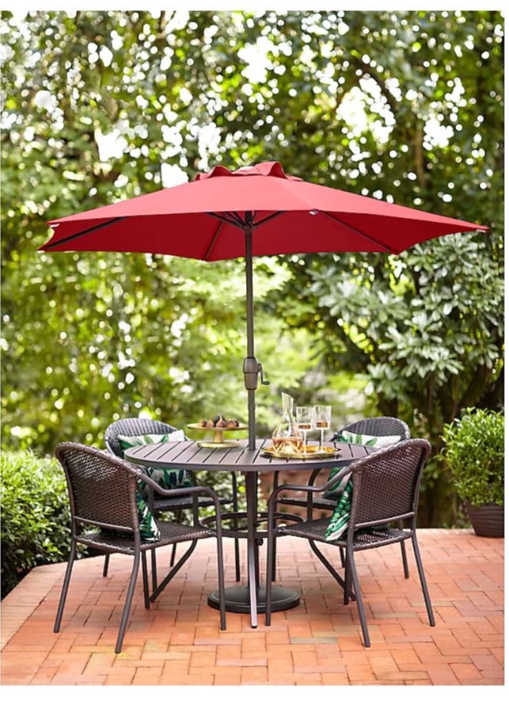 Designer Pelham Bay Style Outdoor Table  W/ 11' Umbrella & Chairs