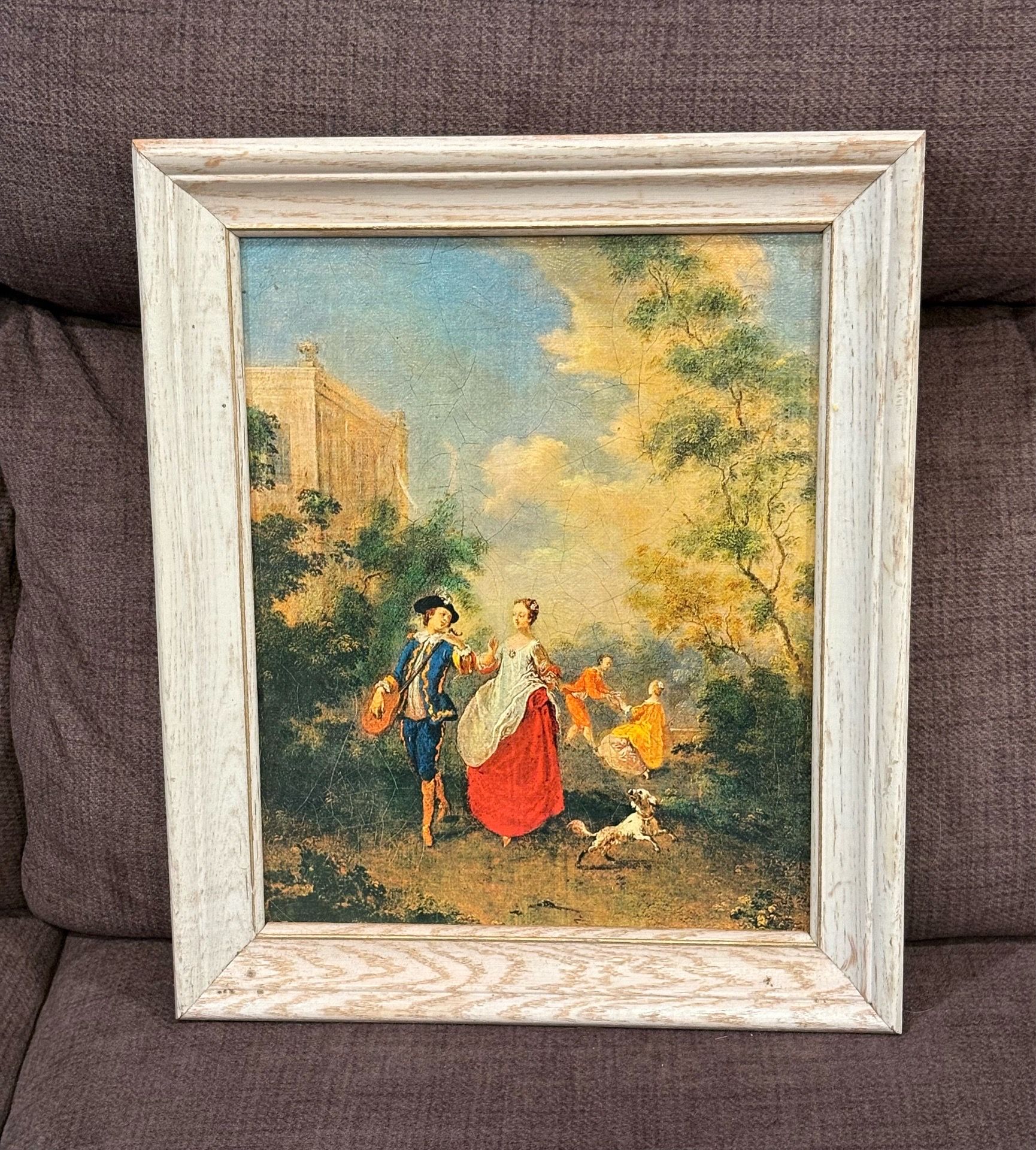 Pre Owned Vintage LITHOGRAPH PRINT A WALK IN THE PARK BY NOTBERT GRUND FRAMED