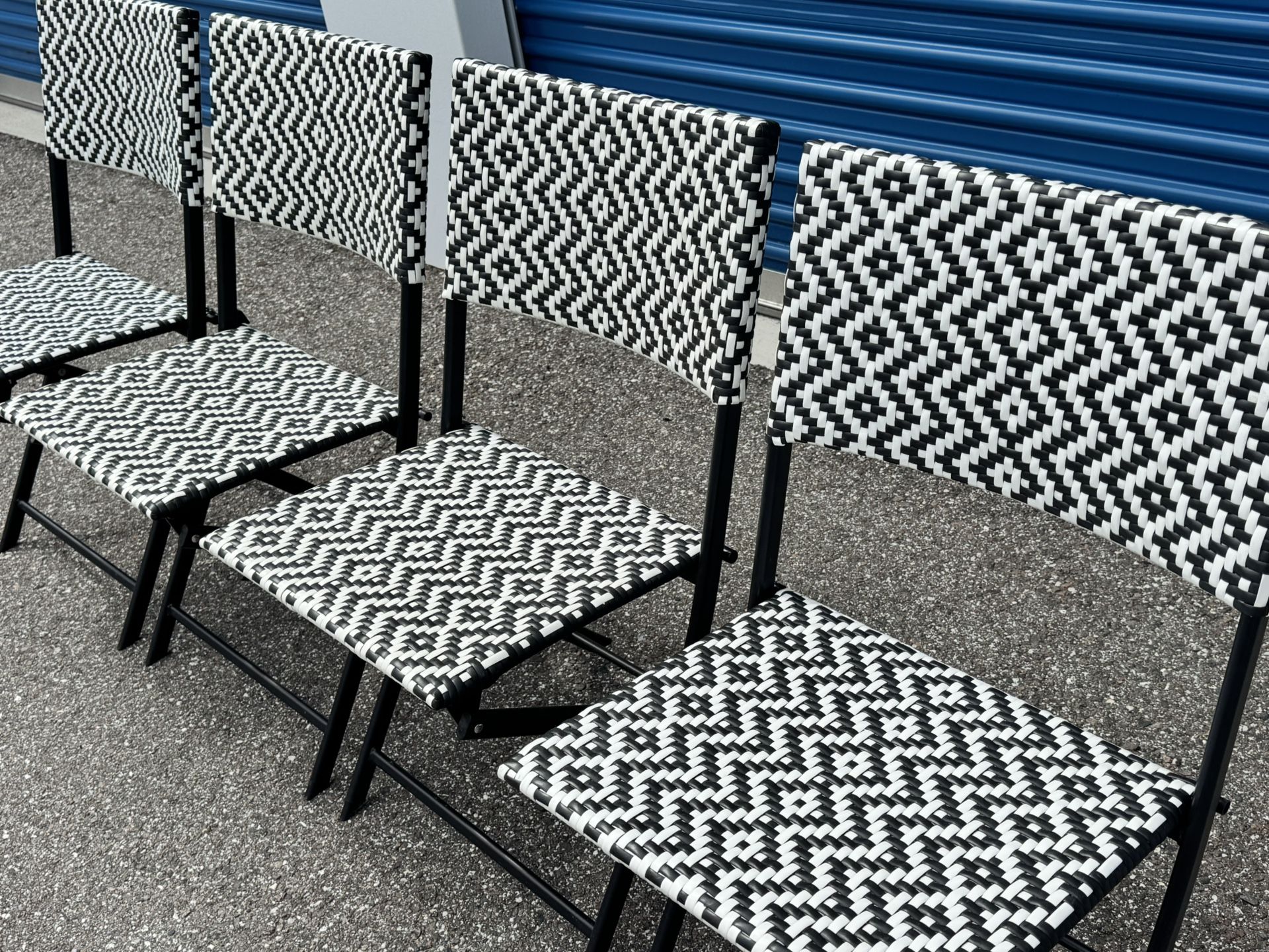 OUTDOOR INDOOR PATIO FOLDABLE STEEL WICKER CHAIRS BISTRO