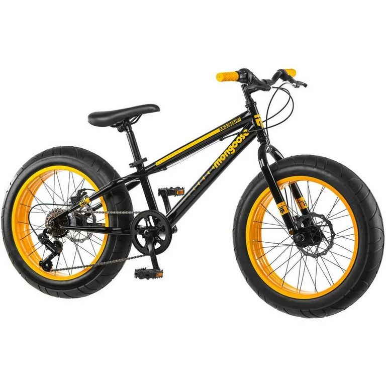 20" Mongoose Massif Boys' Fat Tire Mountain Bike, Black/Yellow