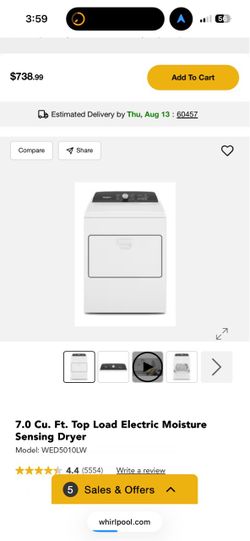 Whirlpool 7.0 Cu. Ft. Electric Dryer