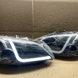 #62 NEW 2001-2003 Honda Civic Black LED Bar Headlight Pair 