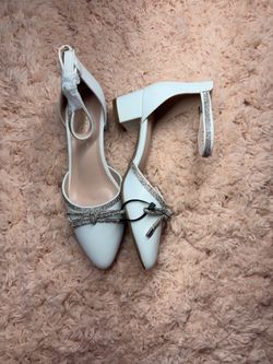 White ankle strap heel