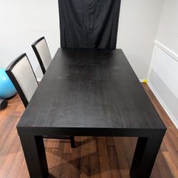 Black Dining Room With 4 Chairs And 2 Leaves