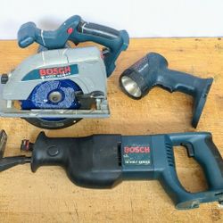 Bosch 18V 1662 Circular Saw, 1644-24 Reciprocating Saw and Work Light