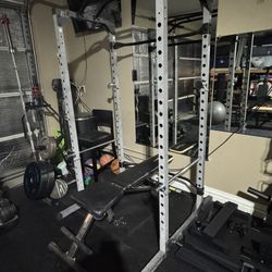 Squat Rack Bench And Barbell 