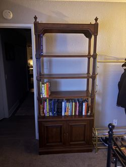Tall Wood Bookshelf / Display Cabinet with Storage – $70 OBO