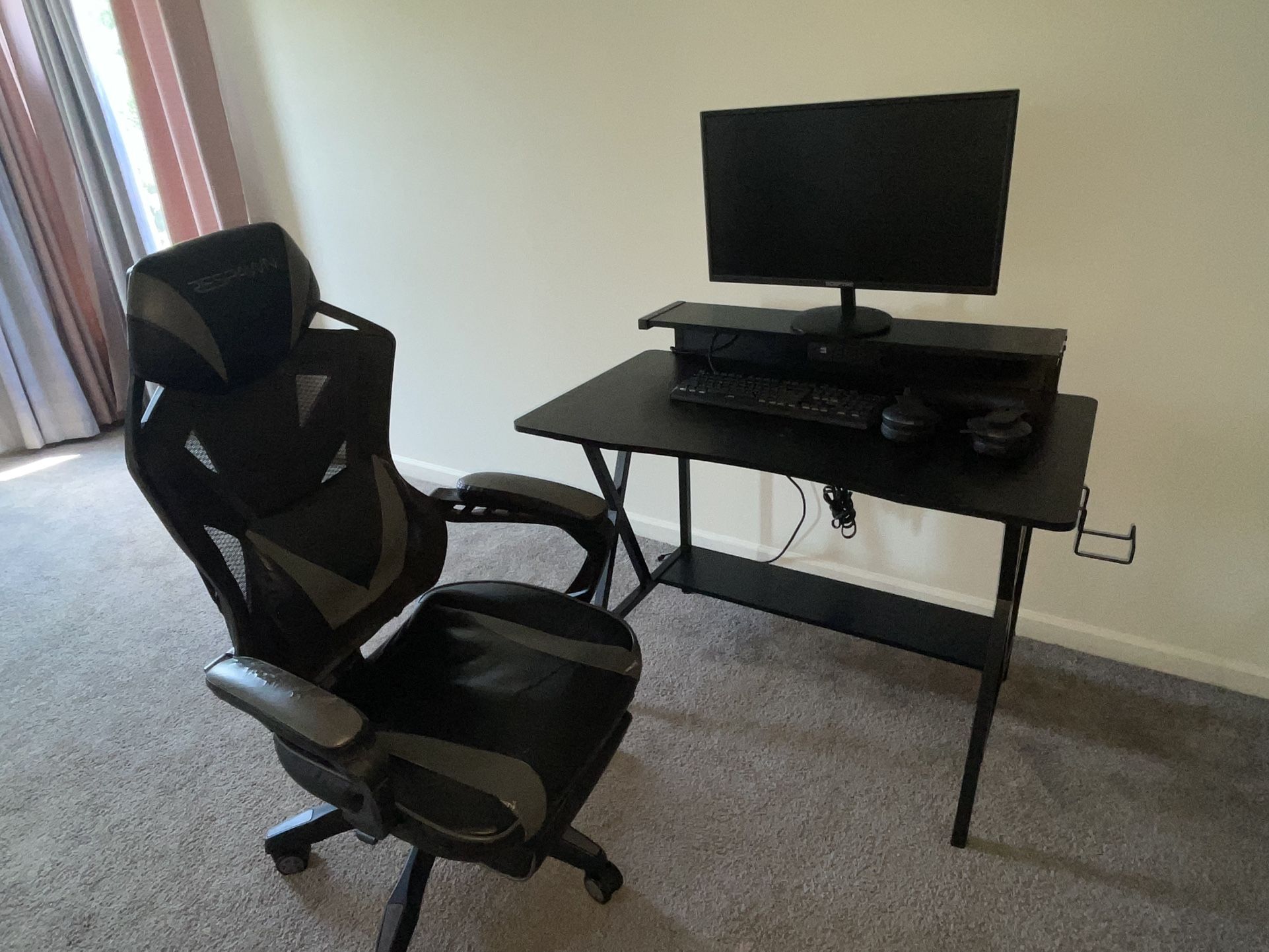 Gaming Desk With USB And Power Strip And Gaming  Chair 