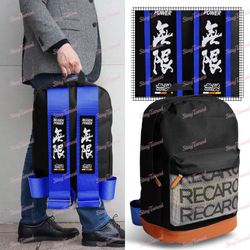 Mugen Power Blue Harness Adjustable Shoulder Straps JDM Recaro Racing Backpack -(1-BP-RECARO-B-MUG-BLS