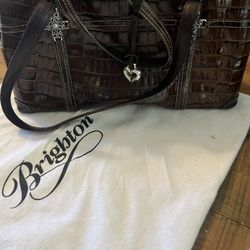 Brighton Brown Embossed Leather Croc Shoulder Bag