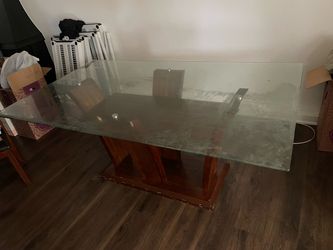 Brown table glass top