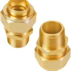 1/2" NPT Brass Pipe Fittings Male Threaded Hex Nipple Brass Tone NPT Male Thread Pipe used for 1/2in Gas Pipe Pack of 2