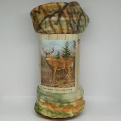 NEW Soft Fleece Throw Blanket DEER BUCK Hunting Cabin Wall 50" x 60" Artist: James Hautman