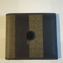 Fendi Pequin Vintage Leather Bifold Wallet Italy (Certificate Of Authenticity)