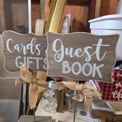 Card And Gifts And Guests Book Signs 
