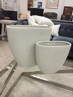 Two white vases
