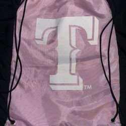 Pink Texas Rangers Drawstring Bag