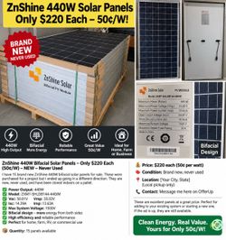 ZnShine 440W Bifacial Solar Panel