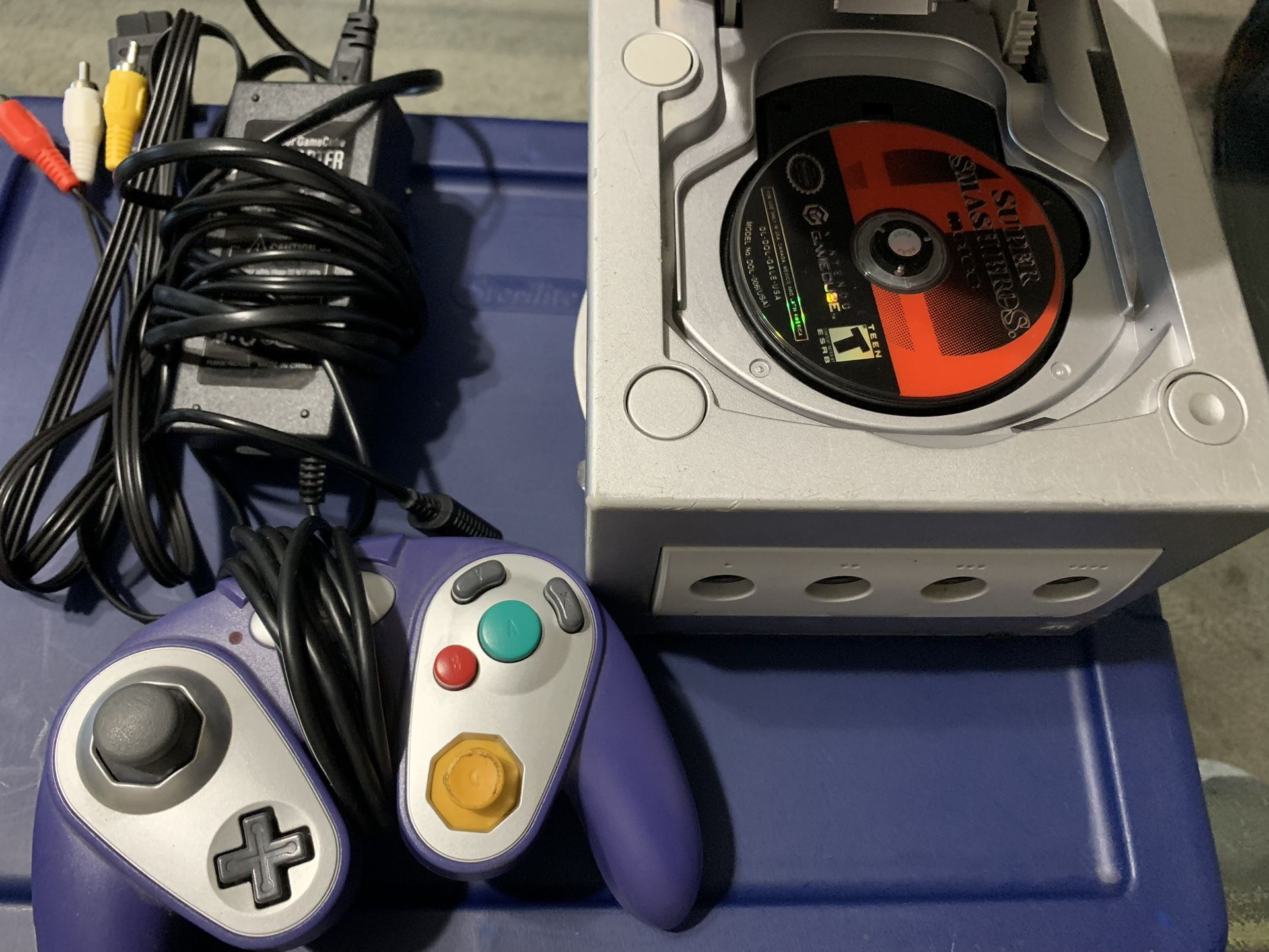Silver GameCube With Smash Bros Melee