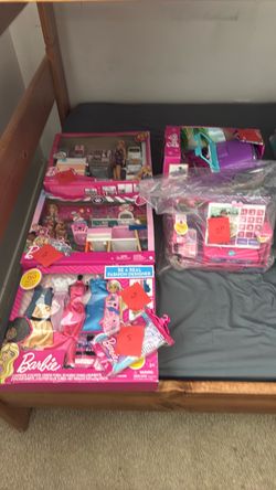 Barbie sets and  jeep, register.