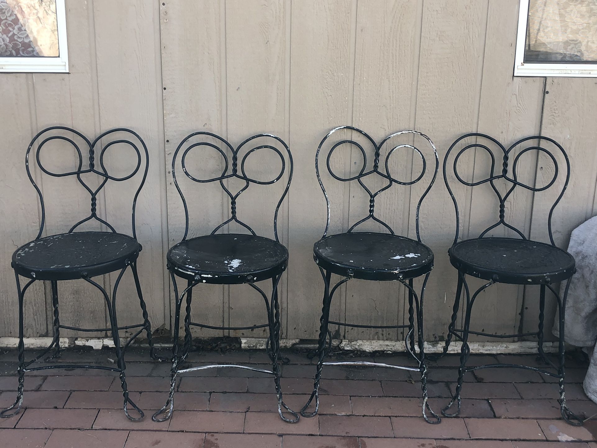 Vintage Ice Cream Chairs Original Wood Seat