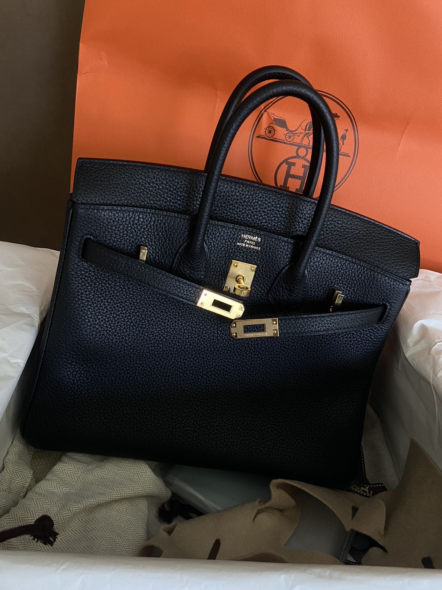 Authentic Hermes Birkin 25togo Handbag