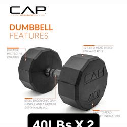 CAP Coated Dumbbell Weight Gym 40 lbs pair  