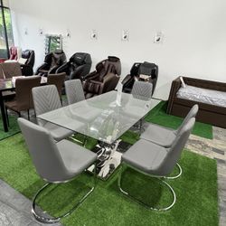 Modern Dining Table with 6 Chairs / Mesa de comedor moderna con 6 sillas