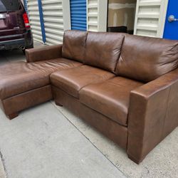 Pottery Barn Genuine Leather Sectional Sofa with Left Chaise — $4200 New