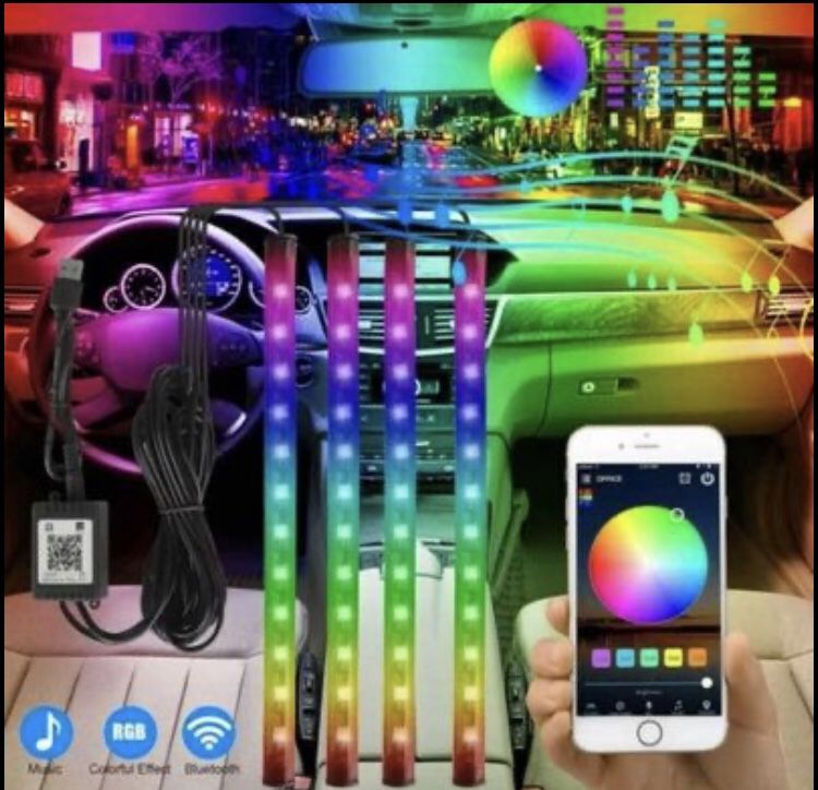 Interior Multicolor LED car Lights App Controlled.