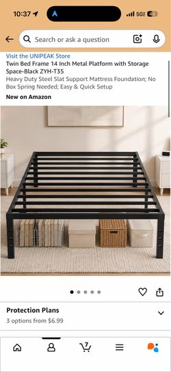 UNIPEAK Twin Size Metal Bed Frame 14 Inch Platform