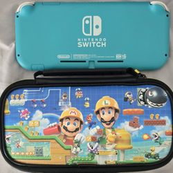 SWITCH LITE (TEAL) WITH ( MARIO BROTHERS SWITCH CASE)