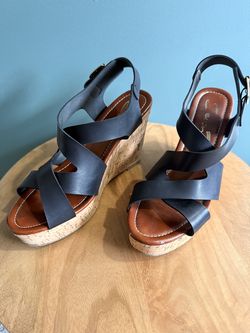 Seven7 Black wedge w/cork soles Size 9