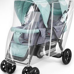 Double Stroller Rain Cover, Waterproof Weather Shield for Tandem Double Stroller