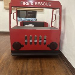 Fire Truck Boy’s Bed With Mattress 