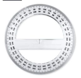 Brand New Pack of 11 - 360-degree Protractor, 12.5cm (4.92") Diameter, Crystal Clear