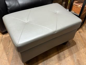 Storage Ottoman - Grey Vinyl