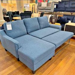 Brand New 🎯 Finance and Delivery 🎗️Jarreau Blue Sofa Chaise Sleeper