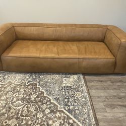 Article Cigar 92” Leather Sofa Rawhide Tan Couch Living room Furniture 