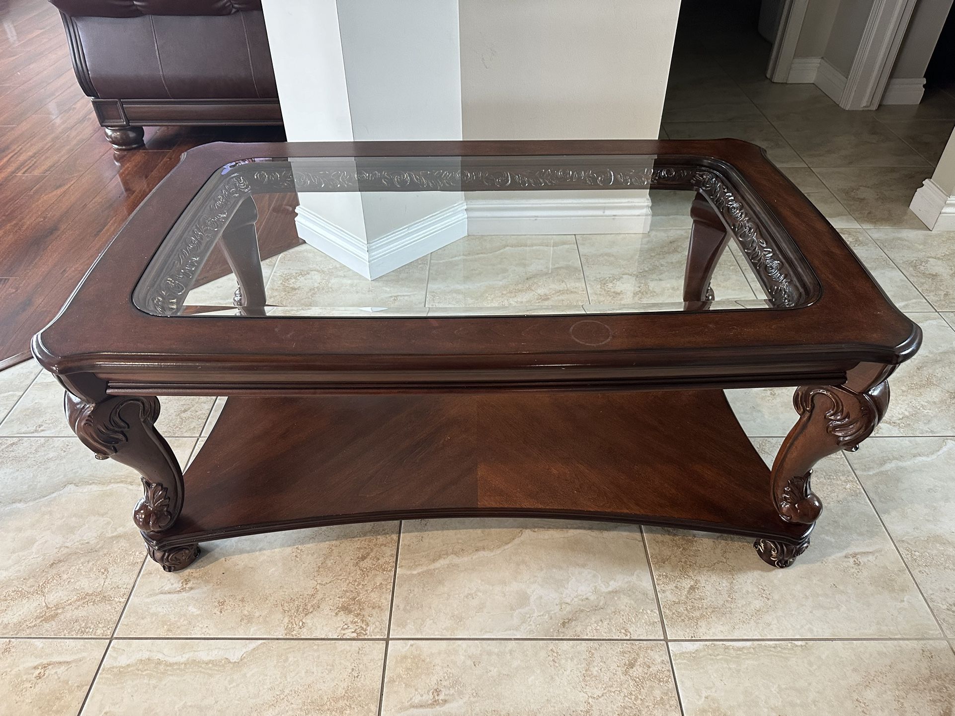 Glass And Wood Coffee Table
