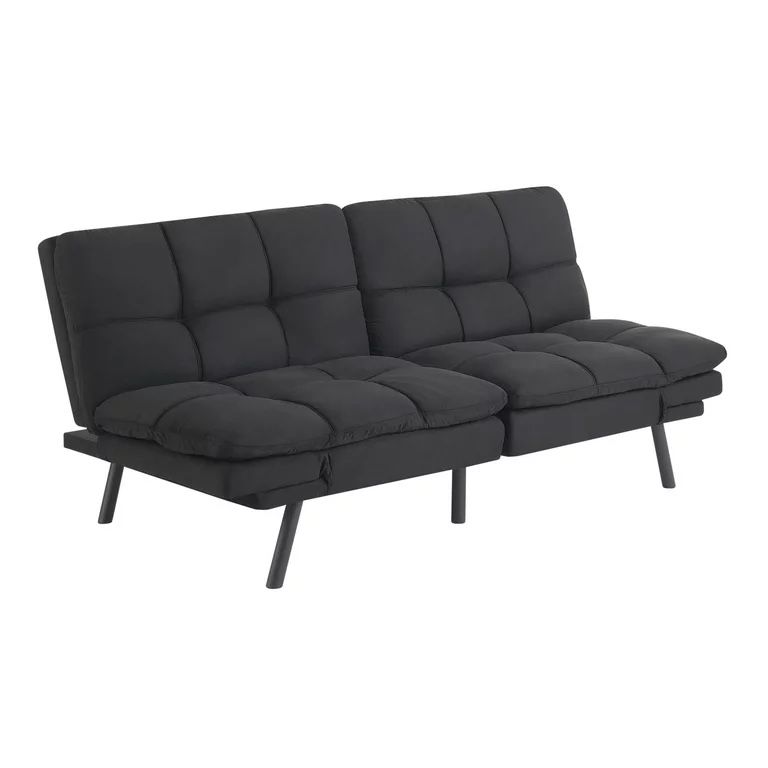 Mainstays Memory Foam Futon, Black Faux Suede Fabric