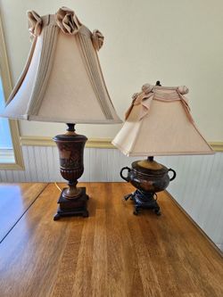 Table Lamps matching set, floral motif on body of lamps